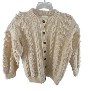 Murray Brothers of Hawick Scotland Cardigan Button Front Wool Vintage Cream M